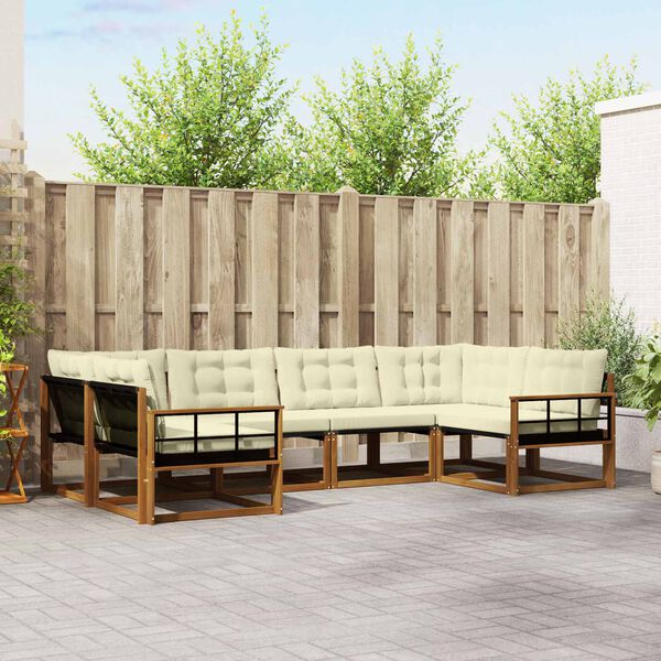 vidaXL Ensemble de canap&eacute;s d'ext&eacute;rieur 6 pcs Naturel et Cr&egrave;me