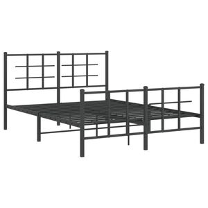 vidaXL Cadre de lit m&eacute;tal sans matelas avec pied de lit noir 140x190cm