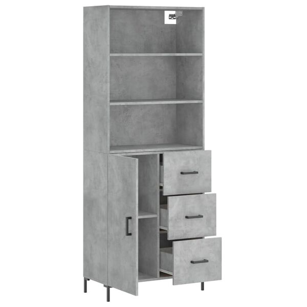 vidaXL Buffet haut Gris b&eacute;ton 69,5x34x180 cm Bois d'ing&eacute;nierie