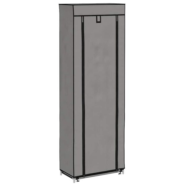 vidaXL Armoire &agrave; chaussures avec housse Gris 57x29x162 cm Tissu