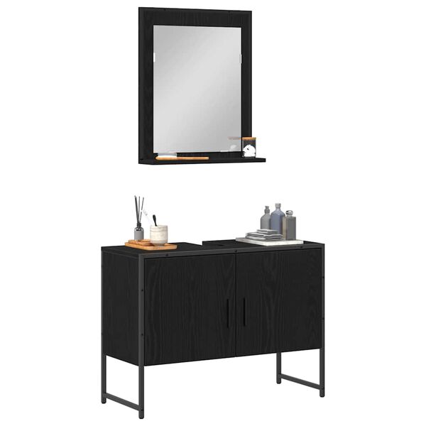 vidaXL Ensemble de mobilier de salle de bain Montage mural 2 pcs Noir