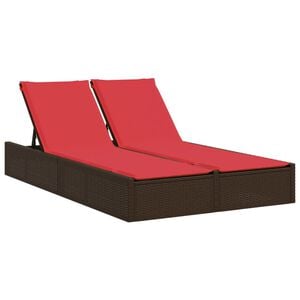vidaXL Chaise longue double avec coussins marron r&eacute;sine tress&eacute;e