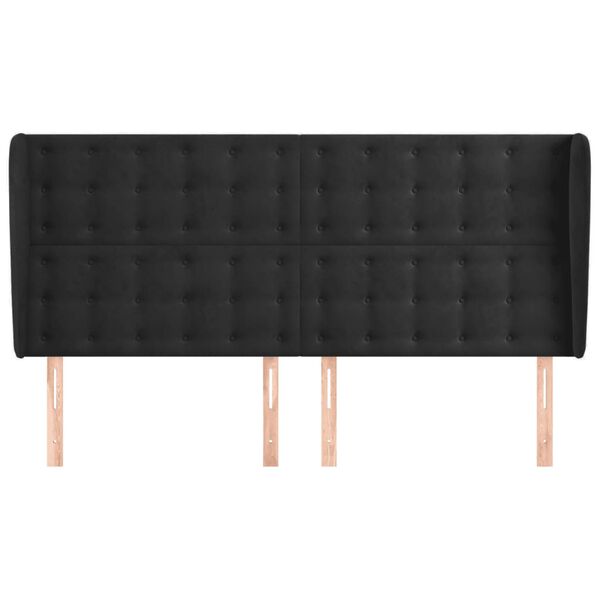 vidaXL T&ecirc;te de lit avec oreilles Noir 183x23x118/128 cm Velours