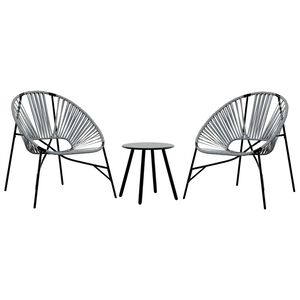 vidaXL Lot de 3 Chaise de jardin noir et gris clair résine tressée
