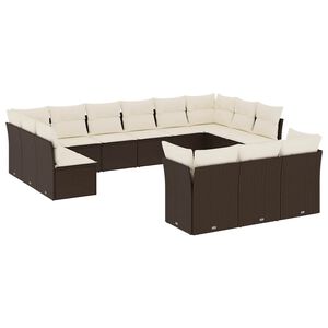 vidaXL Salon de jardin avec coussins 13 pcs marron r&eacute;sine tress&eacute;e