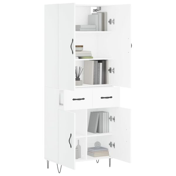vidaXL Buffet haut Blanc 69,5x34x180 cm Bois d'ing&eacute;nierie
