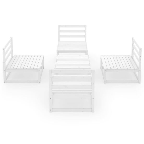 vidaXL Salon de jardin 5 pcs Blanc Bois de pin massif