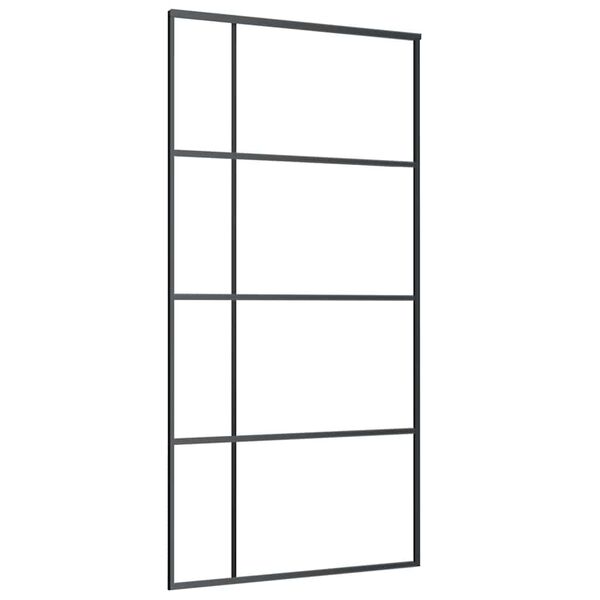 vidaXL Porte coulissante Verre ESG d&eacute;poli aluminium 102,5x205 cm Noir