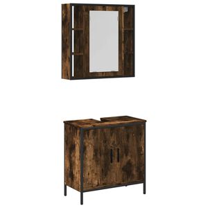 vidaXL Ensemble de meubles de salle de bain 2 pcs Ch&ecirc;ne fum&eacute;