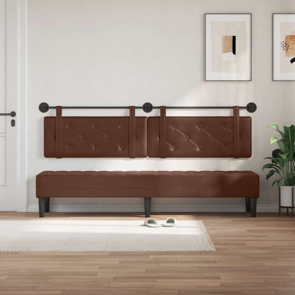 vidaXL T&ecirc;te de lit suspendue Marron 210 x 55 x 5 cm Simili cuir