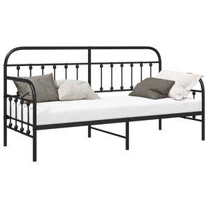 vidaXL Cadre de lit de jour Noir 75 x 190 cm Acier enduit de poudre