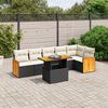 vidaXL Salon de jardin 7 pcs avec coussins noir r&eacute;sine tress&eacute;e