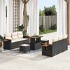 vidaXL Ensemble de canap&eacute; de jardin avec coussin 9 pcs Noir et Cr&egrave;me