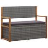 vidaXL Banc de rangement 115 cm R&eacute;sine tress&eacute;e et bois d'acacia Gris