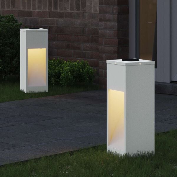 vidaXL Lumière de Chemin LED Solaire 2 pcs Blanc Acier laminé à froid