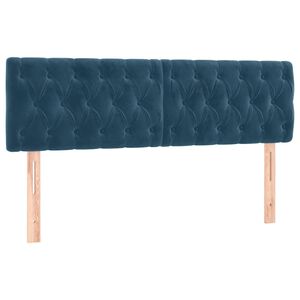 vidaXL T&ecirc;tes de lit Bleu fonc&eacute; 144 x 7 x 78/88 cm Velours