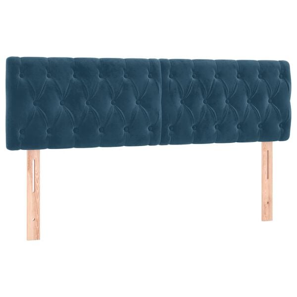 vidaXL T&ecirc;tes de lit 2 pcs Bleu fonc&eacute; 72x7x78/88 cm Velours