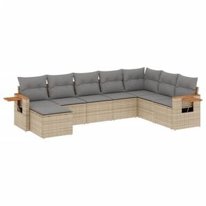vidaXL Salon de jardin avec coussins 8 pcs beige r&eacute;sine tress&eacute;e