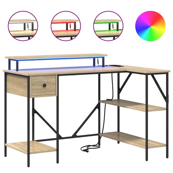 vidaXL Bureau Ch&ecirc;ne Sonoma 120 x 79 x 86,5 cm Bois d'ing&eacute;nierie