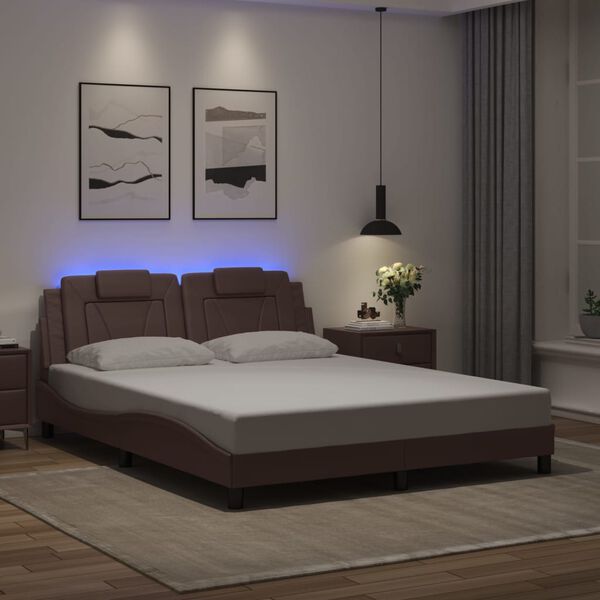 vidaXL Cadre de lit Viana avec LED sans matelas marron 160x200 cm