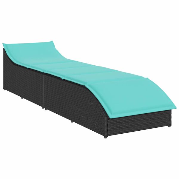 vidaXL Chaise longue pliante coussin et rangement noir r&eacute;sine tress&eacute;e
