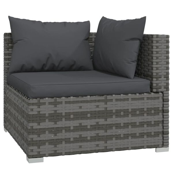 vidaXL Salon de jardin 9 pcs avec coussins R&eacute;sine tress&eacute;e Gris