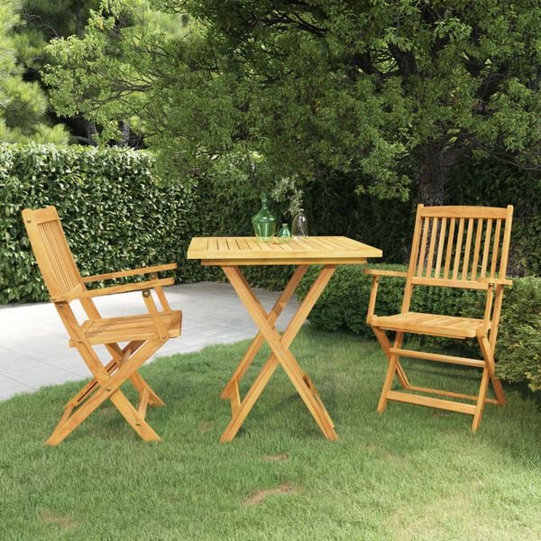 vidaXL Ensemble &agrave; manger de jardin pliable 3 pcs Bois d'acacia solide