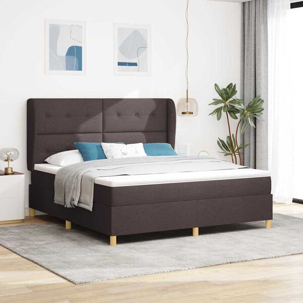 vidaXL Lit &agrave; ressorts avec matelas gris fonc&eacute; 90x190 cm Marron fonc&eacute;