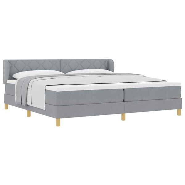 vidaXL Lit &agrave; ressorts avec matelas Gris clair 200 x 200 cm tissu