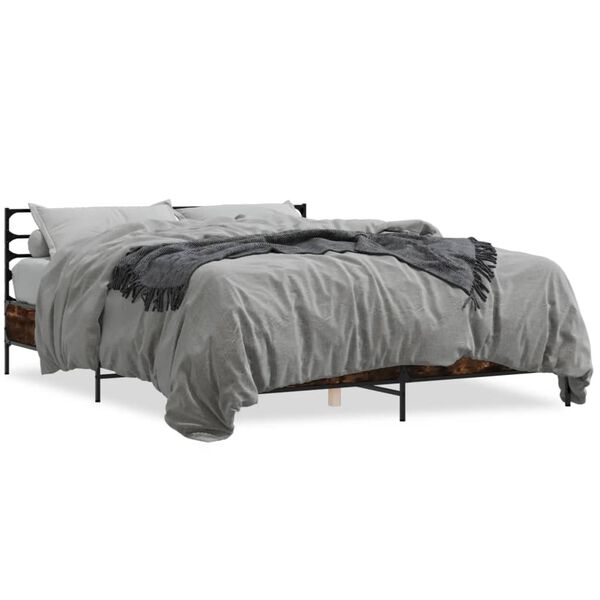 vidaXL Cadre de lit sans matelas ch&ecirc;ne fum&eacute; 150x200 cm