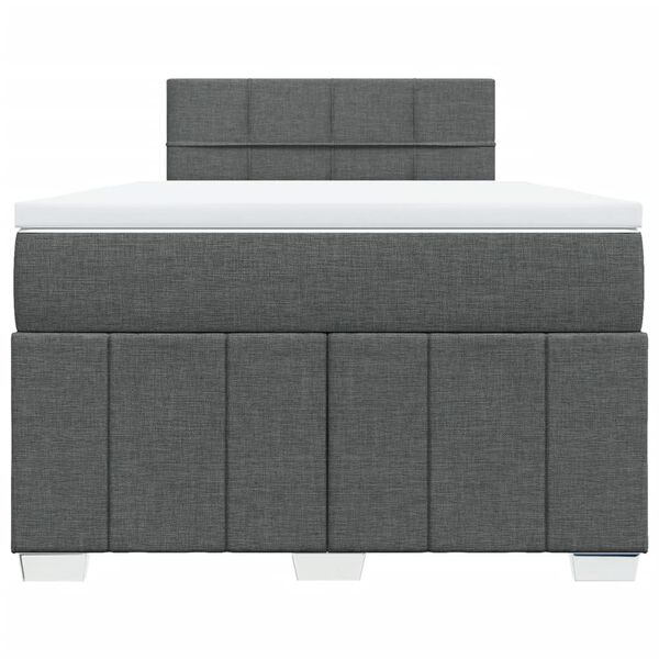 vidaXL Sommier &agrave; lattes de lit avec matelas Gris fonc&eacute; 120x200cm Tissu