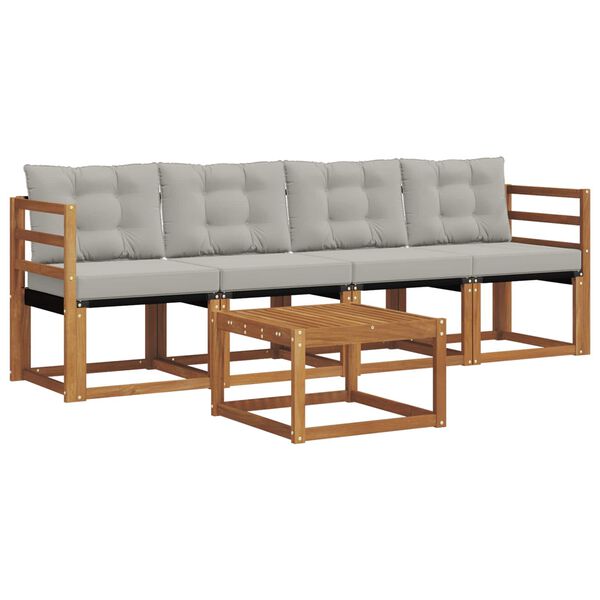 vidaXL Ensemble de canap&eacute;s d'ext&eacute;rieur 5 pcs Gris Naturel et Clair