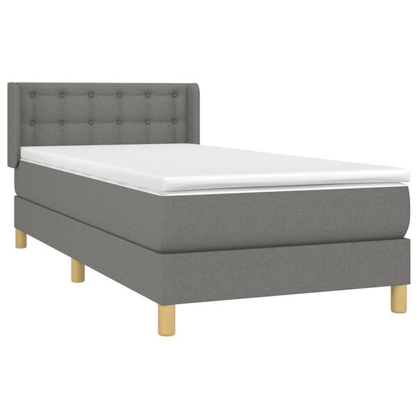 vidaXL Sommier &agrave; lattes de lit avec matelas Gris fonc&eacute; 90x200 cm Tissu