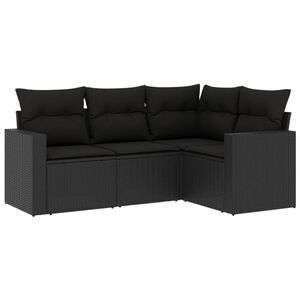 vidaXL Salon de jardin 4 pcs avec coussins noir r&eacute;sine tress&eacute;e