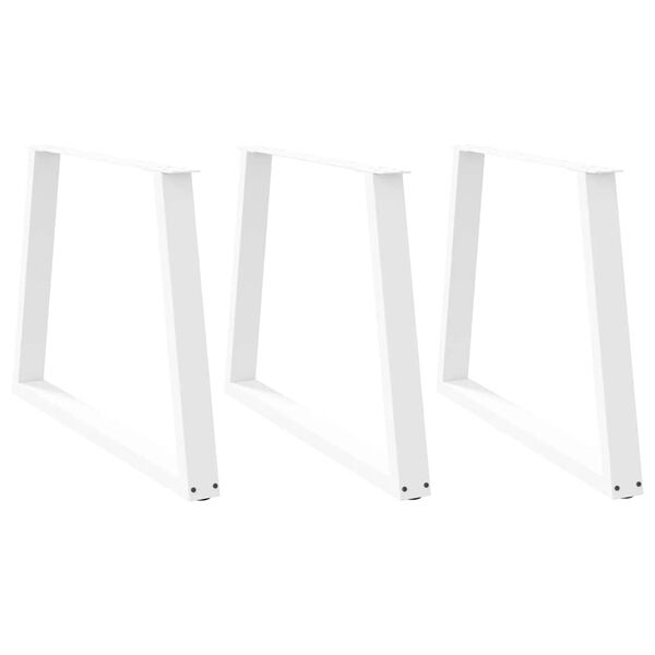 vidaXL Pieds de table à manger en forme de V, 3 pièces, blanc, 100 x (72-73,3) cm, acier