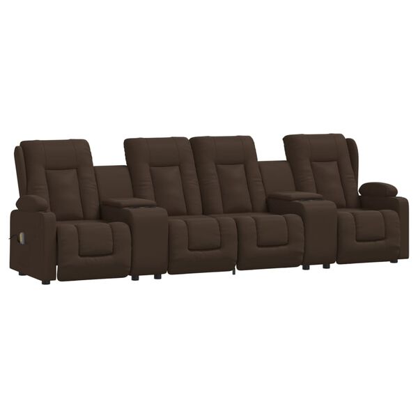 vidaXL Fauteuil inclinable porte-gobelets 4 places marron similicuir