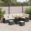 vidaXL Ensemble de canap&eacute; de jardin avec coussin 9 pcs Noir et Cr&egrave;me