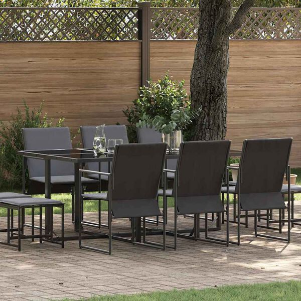 vidaXL Ensemble de salle &agrave; manger pour jardin 11 pcs Noir Acier