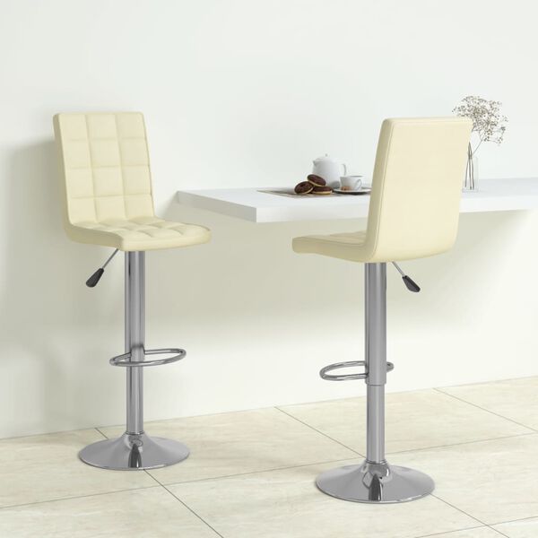 vidaXL Tabourets de bar lot de 2 cr&egrave;me tissu