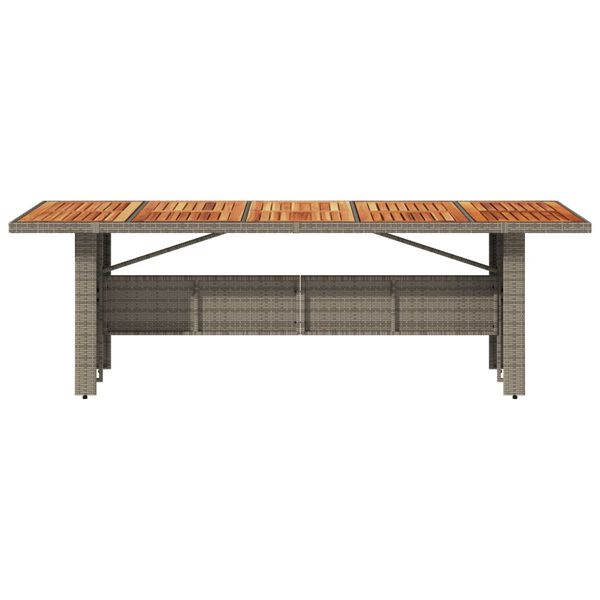 vidaXL Table de jardin et dessus en bois d'acacia gris résine tressée