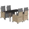 vidaXL Ensemble &agrave; manger de jardin coussins 5 pcs m&eacute;lange beige rotin