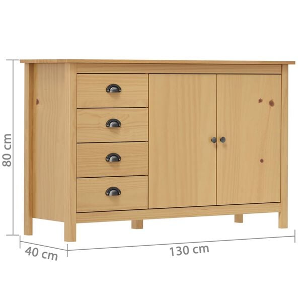 vidaXL Buffet Hill Marron miel 130x40x80 cm Bois de pin solide