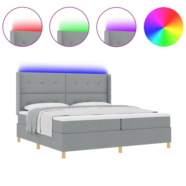 vidaXL Lit &agrave; ressorts avec matelas Gris clair 140 x 200 cm tissu