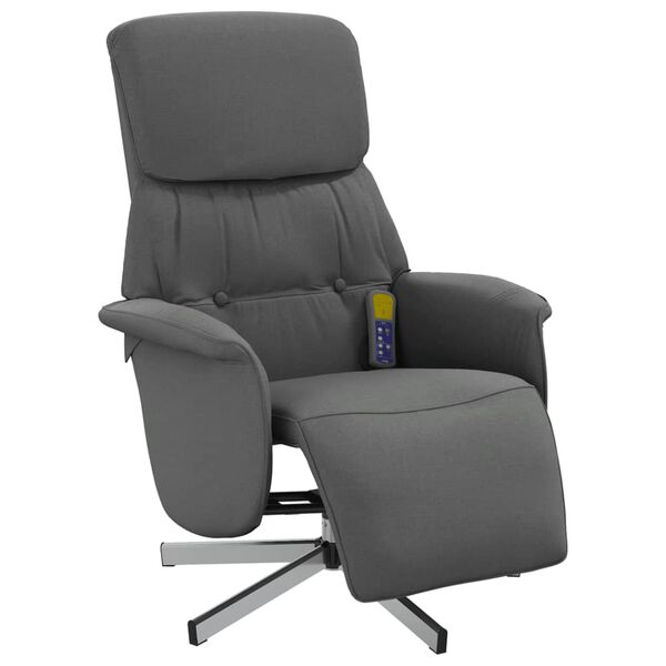 vidaXL Fauteuil inclinable de massage et repose-pieds gris fonc&eacute; tissu