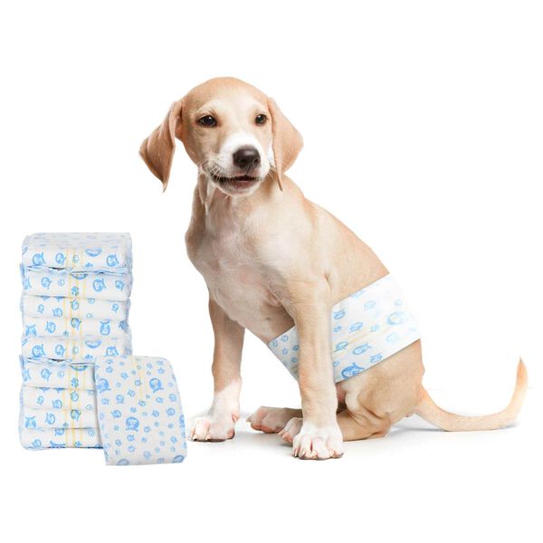 vidaXL Protection Hygi&eacute;nique Jetable pour Chien M&acirc;le 30 pcs Blanc L