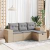 vidaXL Salon de jardin avec coussins 4 pcs beige r&eacute;sine tress&eacute;e