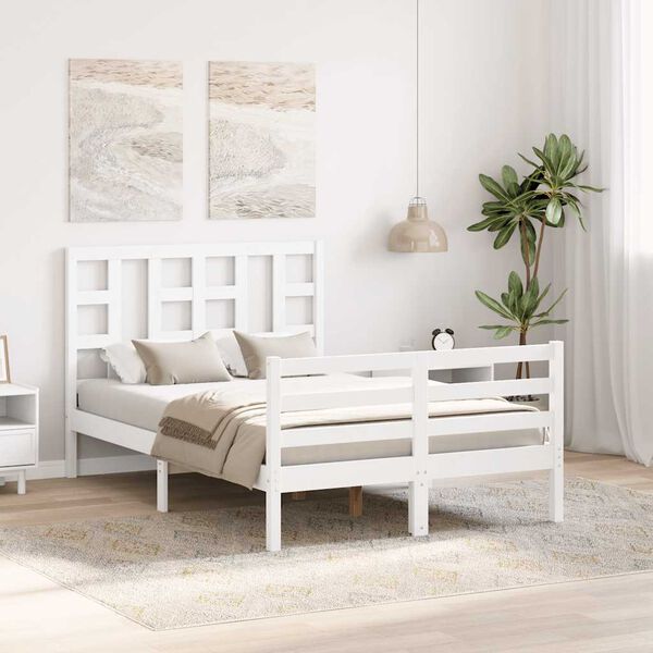 vidaXL Cadre de lit sans matelas blanc bois de pin massif