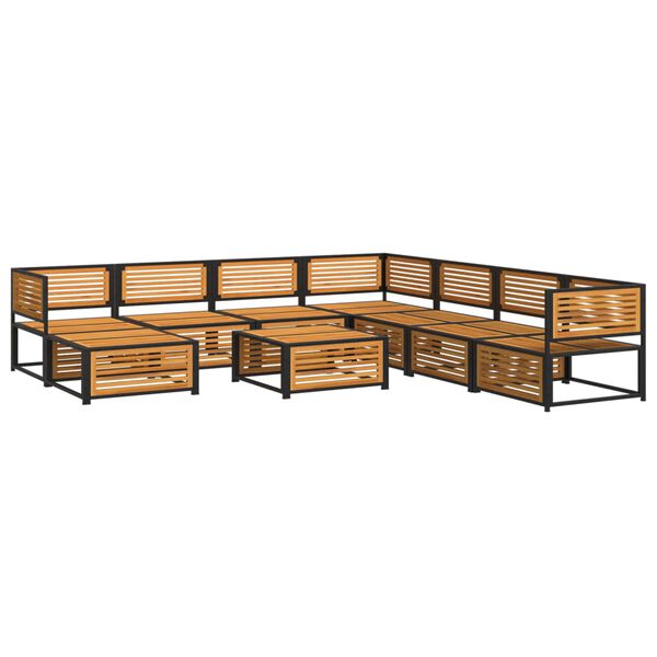 vidaXL Salon de jardin avec coussins 9 pcs bois massif d'acacia