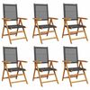 vidaXL Fauteuils pliants inclinables, 6 pi&egrave;ces, en polyrotin noir et bois massif
