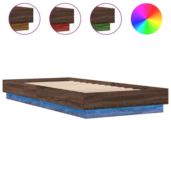 vidaXL Cadre de lit sans matelas avec lumi&egrave;res LED 100x200 cm